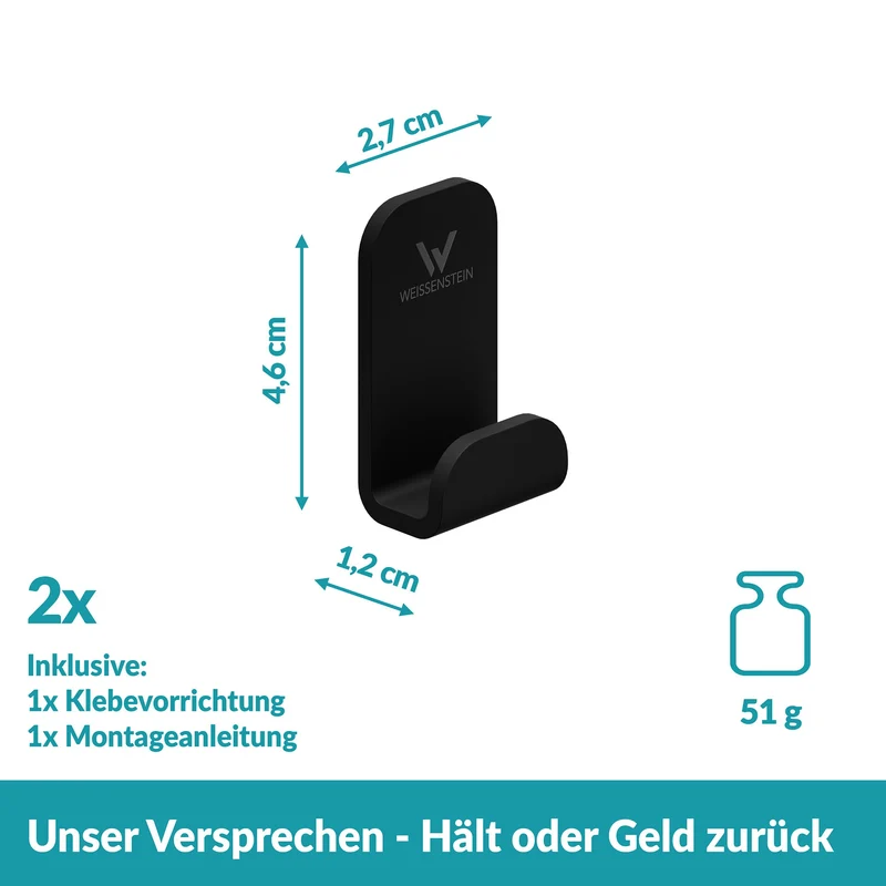 10x B-Ware weissenstein Handtuchhalter WOMO Schwarz selbstklebend Edelstahl 2erPack 10 SETS