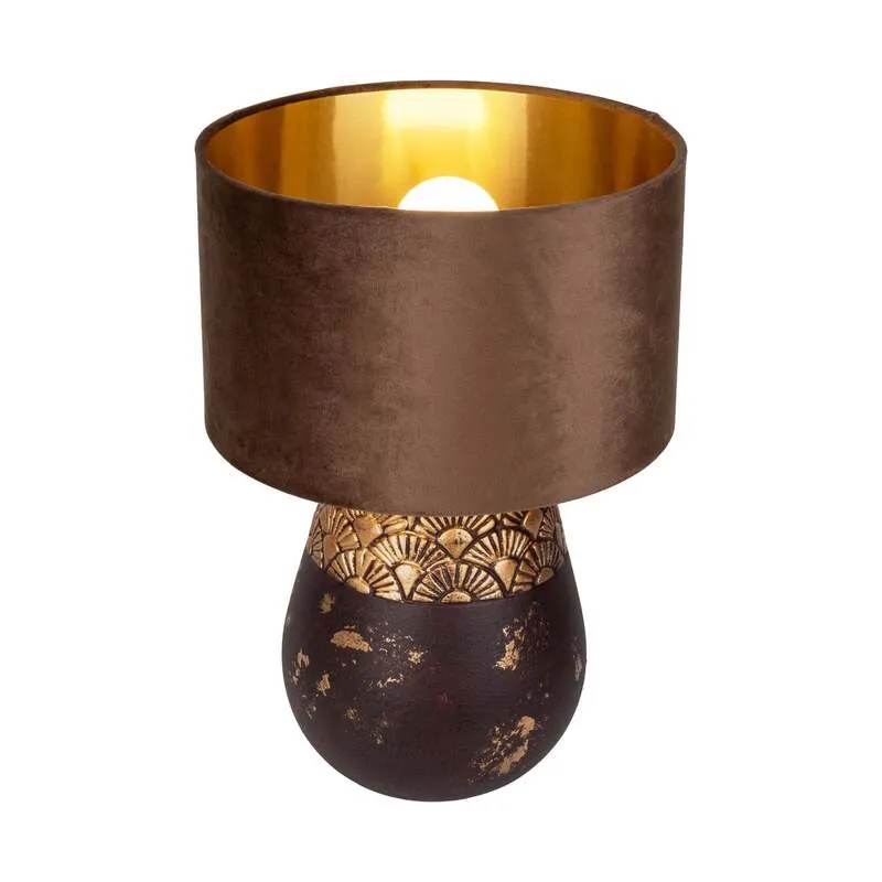 B-Ware Näve Tischleuchte Tischlampe Bronco Keramik Kunstleder braun E27 LED Höhe 39 cm