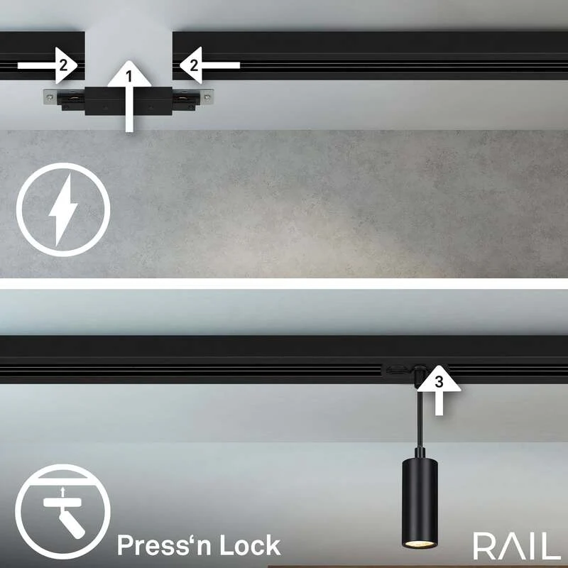 B-Ware Briloner Schienensystem RAIL Stromschiene LED Pendelleuchte schwarz Länge 1,5m