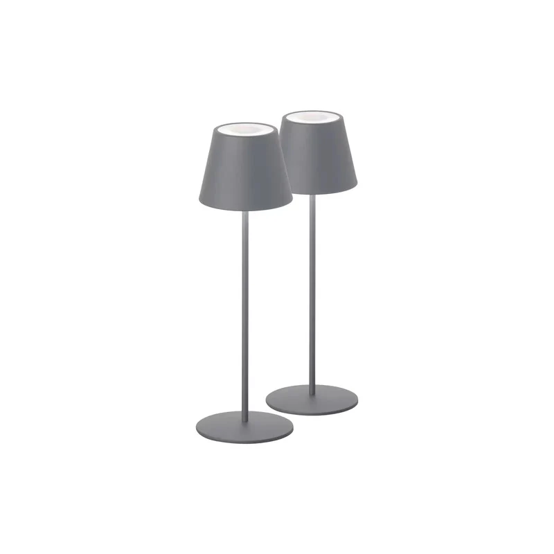 B-Ware Cosenza Tischlampe Leuchte LED Akku sandgrau Set 2er Höhe 38cm Metall