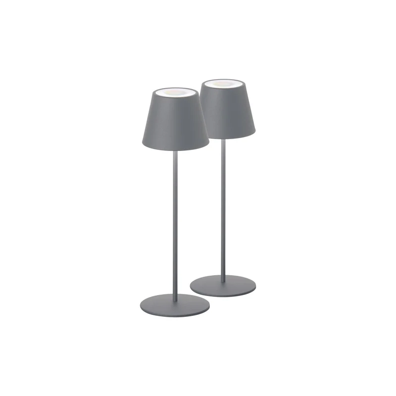 B-Ware Cosenza Tischlampe Leuchte LED Akku sandgrau Set 2er Höhe 38cm Metall