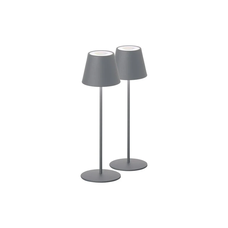 B-Ware Cosenza Tischlampe Leuchte LED Akku sandgrau Set 2er Höhe 38cm Metall