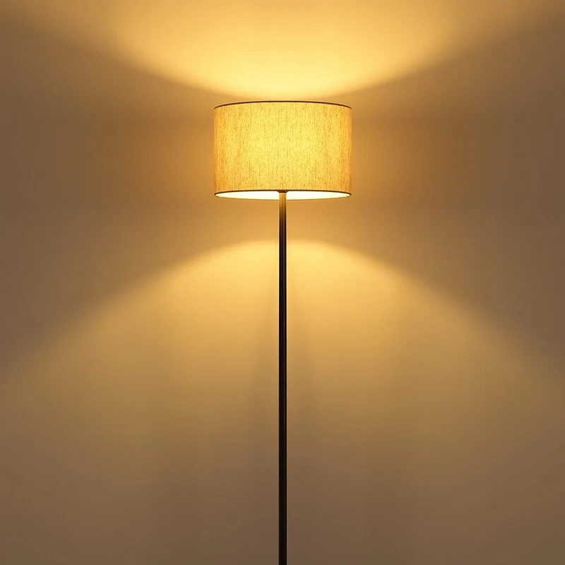 B-Ware Globo Stehleuchte Standlampe Thea Leuchte creme/schwarz Leinen Metall H160cm