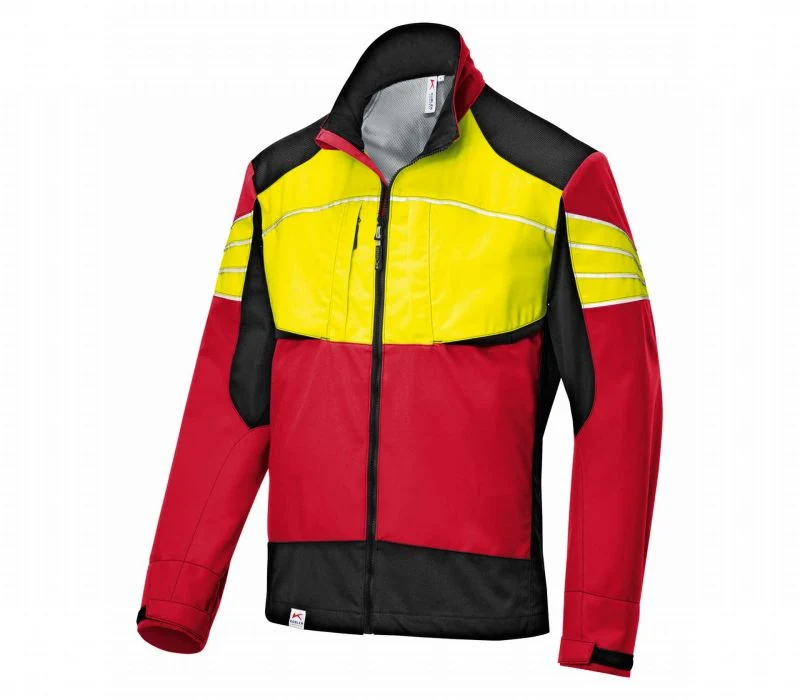 B-Ware Kübler Jacke Arbeitsjacke FOREST Ultrashell rot warngelb Stretchwinddicht M