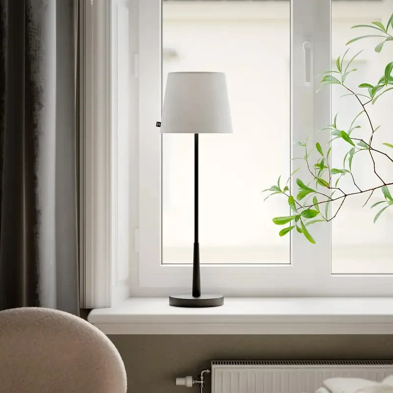 B-Ware By Rydéns Tischlampe Lampe Lumi 69cm Dekoleuchte LED schwarz weiß Textil