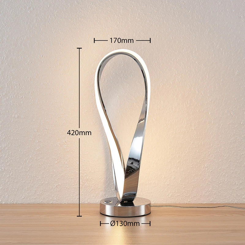 B-Ware Lucande Xalia LED-Tischlampe Leuchte Lampe Tischlampe Designerlampe Chrom weiß