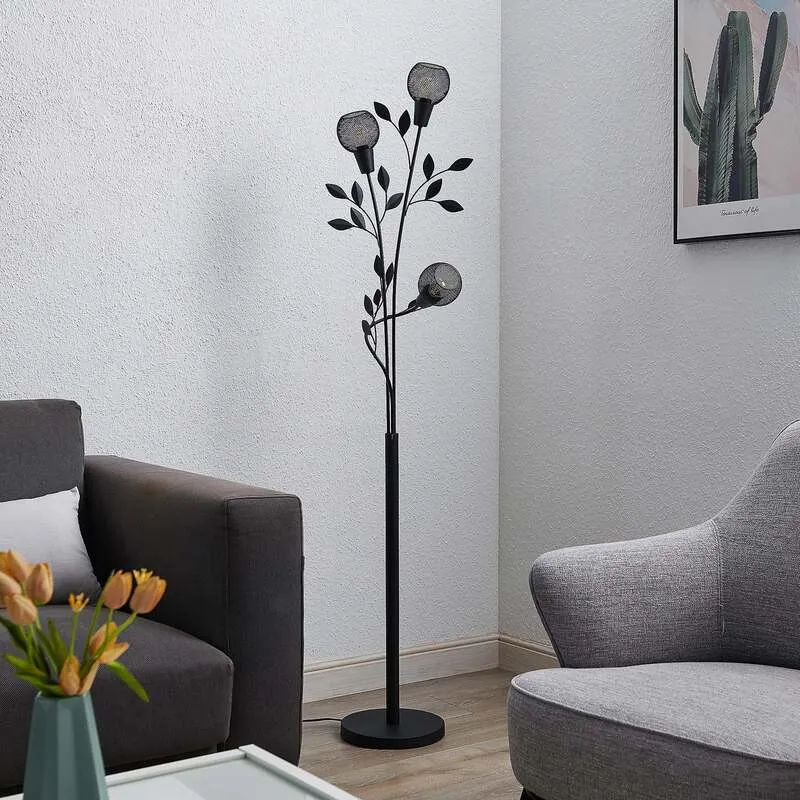 B-Ware Lindby Stehlampe Florentiner Leuchte Kanye LED 3-flg schwarz 160cm Lampe