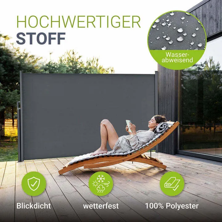 B-Ware Seitenmarkise Dubai Sichtschutz Garten Terrasse ausziehbar 500x180 cm anthrazit