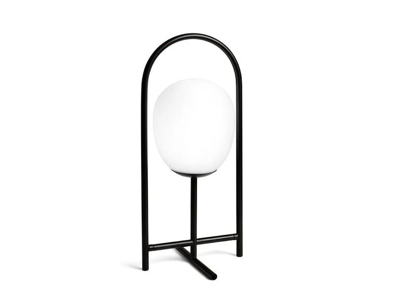B-Ware Miloox Beistelltischlampe Tischleuchte Drop Milchglasschirm Metall Schwarz