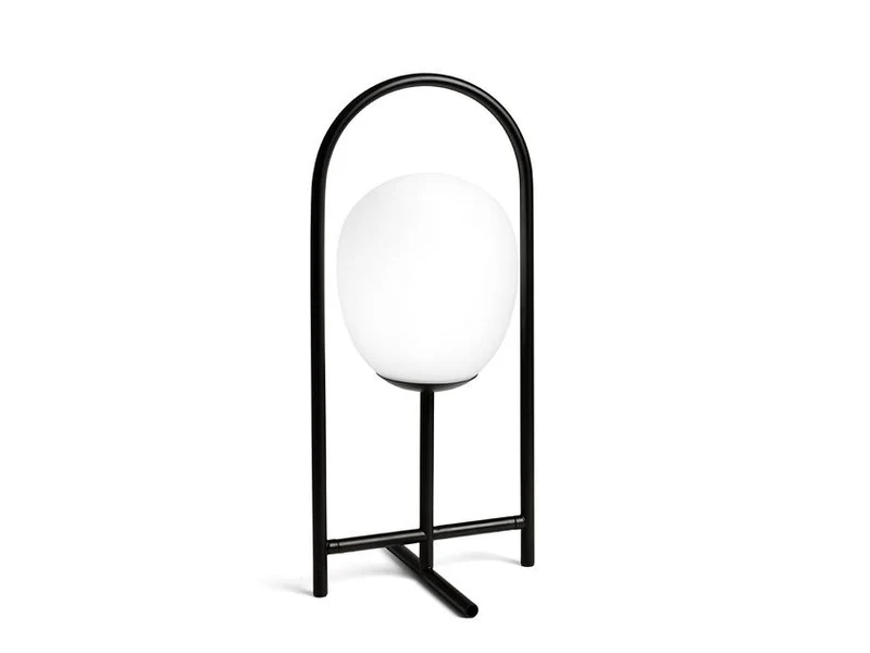 B-Ware Miloox Beistelltischlampe Tischleuchte Drop Milchglasschirm Metall Schwarz