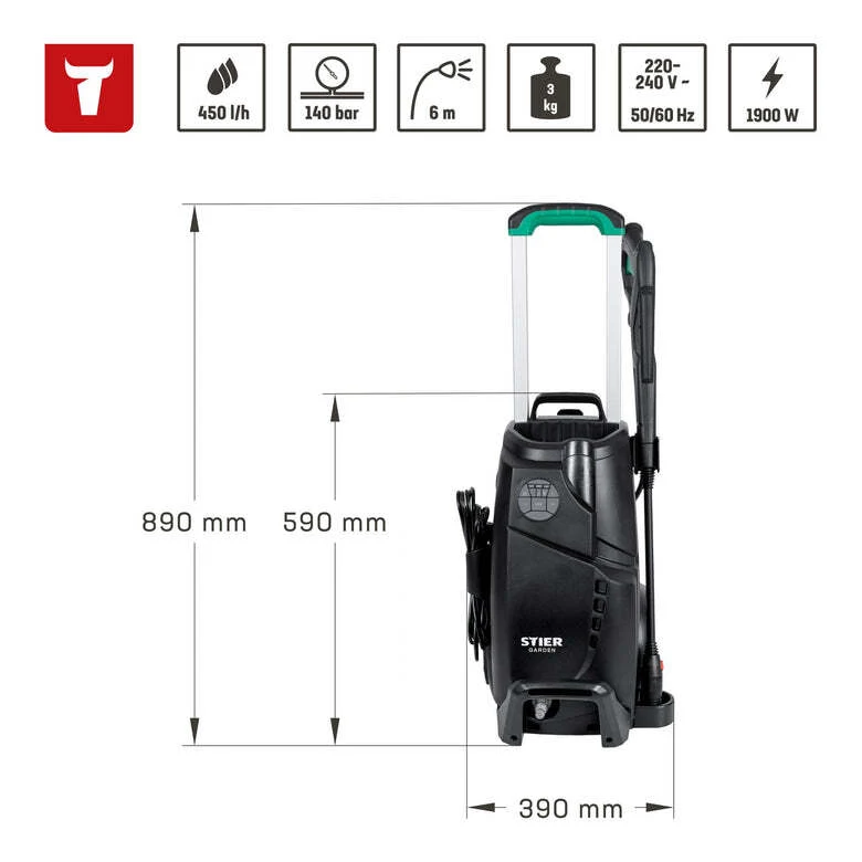 B-Ware STIER Hochdruckreiniger Reinigungsgerät DIG-140 Wasserfilter Schaumsystem 450l/h