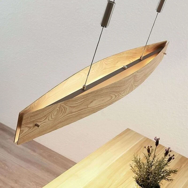 B-Ware Lucande Petyr LED-Hängeleuchte Hängeleuchte Lampe Leuchte Deckenlampe Holzoptik