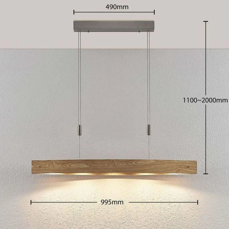 B-Ware Lucande Petyr LED-Hängeleuchte Hängeleuchte Lampe Leuchte Deckenlampe Holzoptik