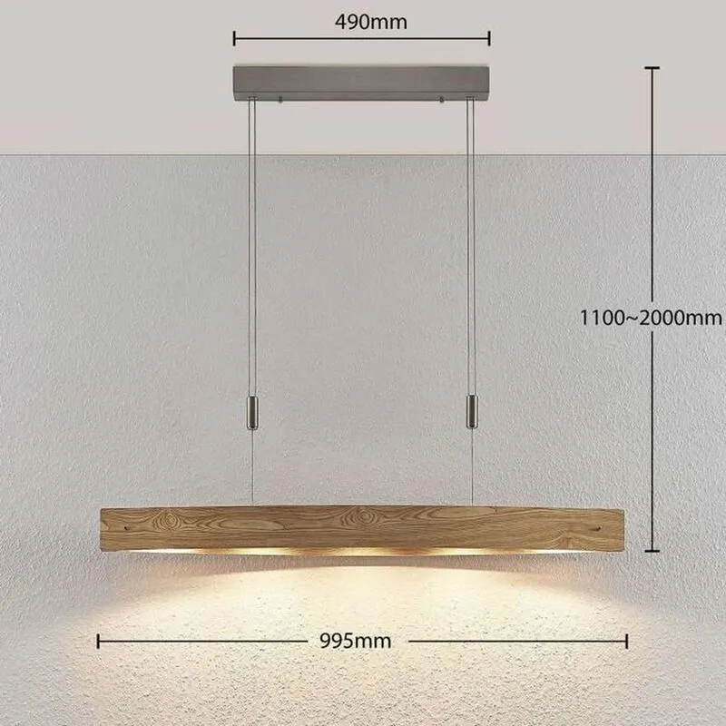 B-Ware Lucande Petyr LED-Hängeleuchte Hängeleuchte Lampe Leuchte Deckenlampe Holzoptik