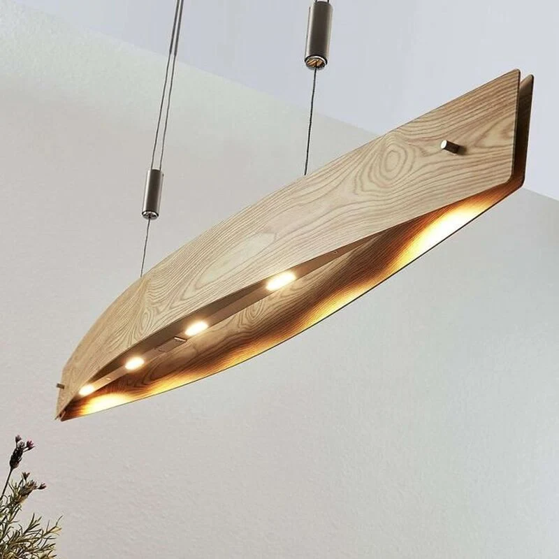 B-Ware Lucande Petyr LED-Hängeleuchte Hängeleuchte Lampe Leuchte Deckenlampe Holzoptik