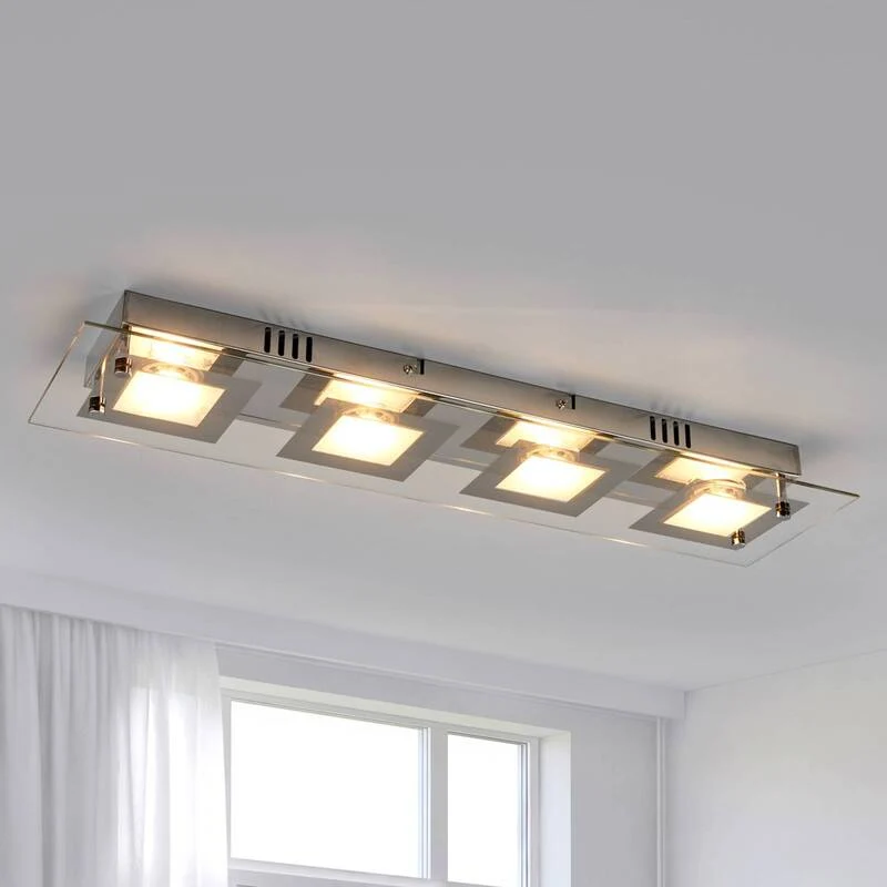 B-Ware Lindby Längliche LED-Deckenlampe Deckenlampe Lampe Leuchte Manja mit Chrom LED