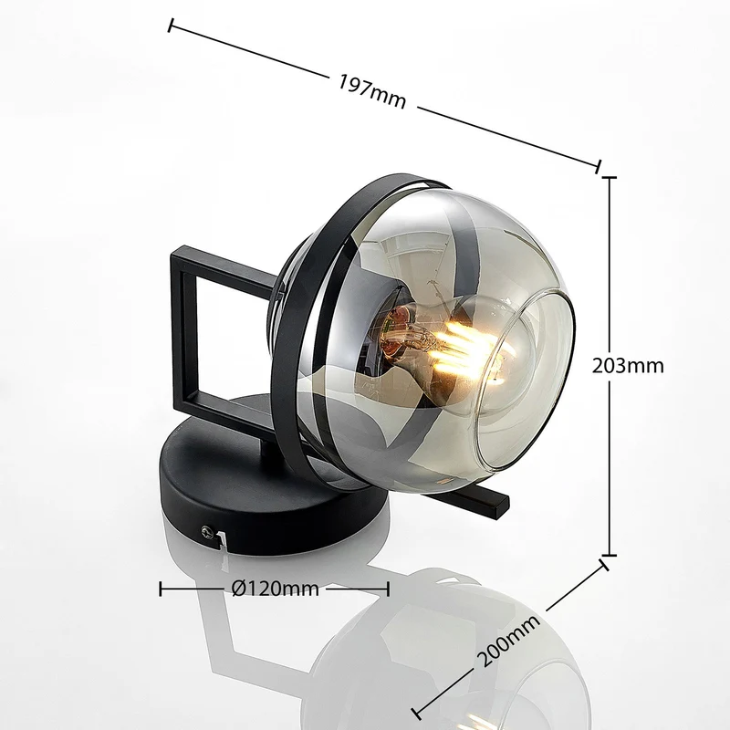 B-Ware Lindby Marinka Wandleuchte Wandlampe Flurleuchte Lampe Leuchte E27 Rauchglas