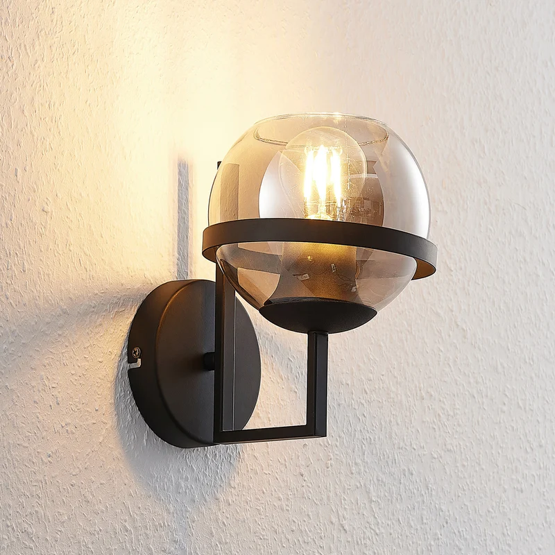 B-Ware Lindby Marinka Wandleuchte Wandlampe Flurleuchte Lampe Leuchte E27 Rauchglas