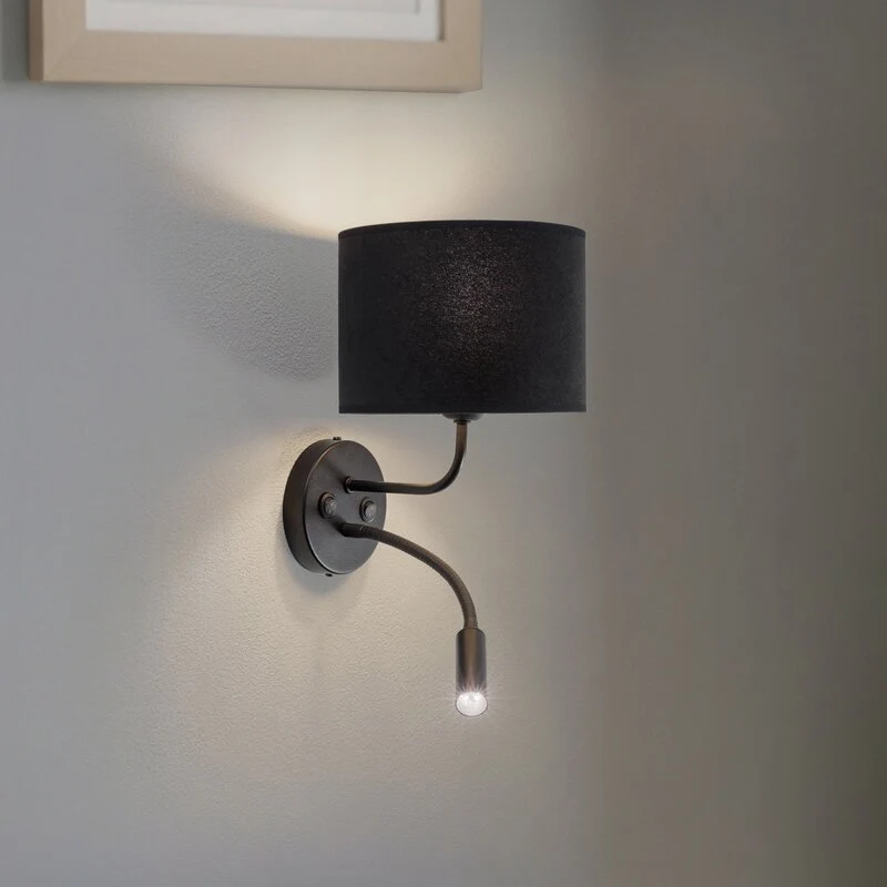 B-Ware Duolla Wandleuchte Leuchte Lampe schwarz Samt Leselicht Metall E27 G9 2flg