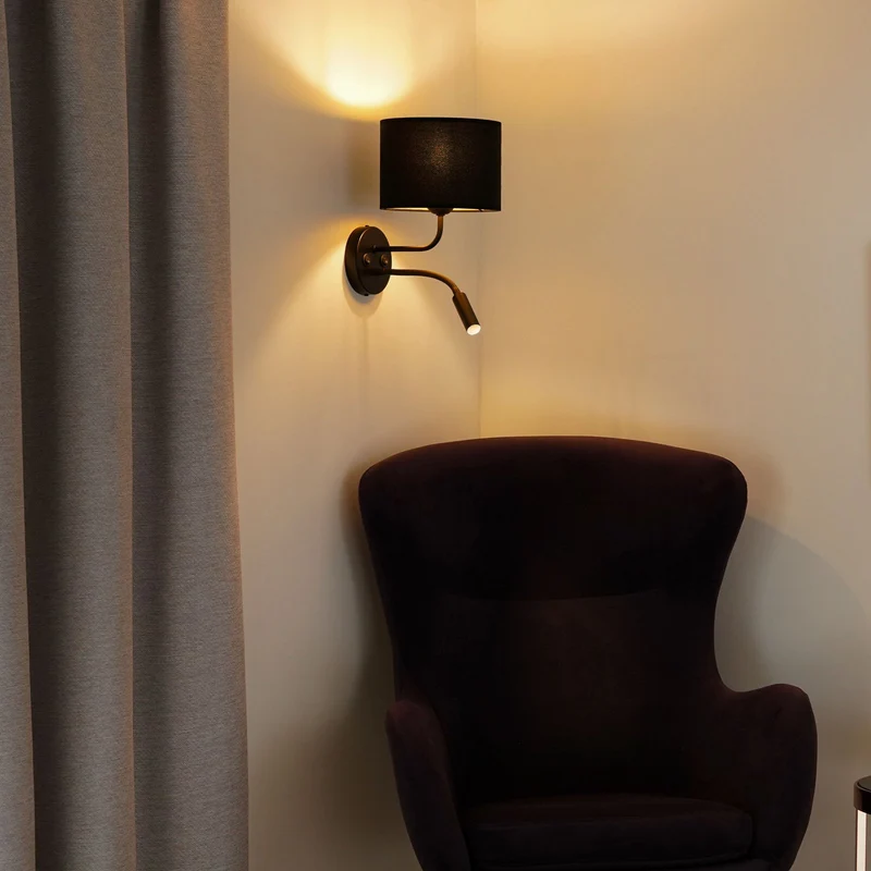 B-Ware Duolla Wandleuchte Leuchte Lampe schwarz Samt Leselicht Metall E27 G9 2flg