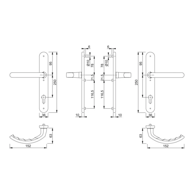 B-Ware Hoppe Profiltür-Drückergarnitur Luxembourg oval dunkelbraun 8/92 PZ 72-77 mm