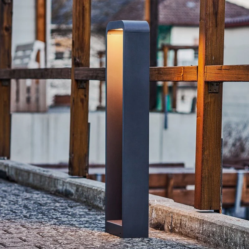 B-Ware Lindby Wegeleuchte Außenleuchte LED Wegelampe dunkelgrau Aluminium Emima 80 cm