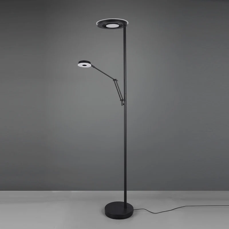 B-Ware Trio Lighting Deckenfluter Stehlampe LED Leselicht Barrie schwarz matt Metall