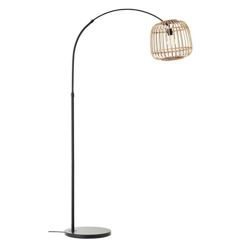 B-Ware mokebo Stehlampe im Boho Style mit Rattan 'Die Natürliche', Bogenlampe in braun,