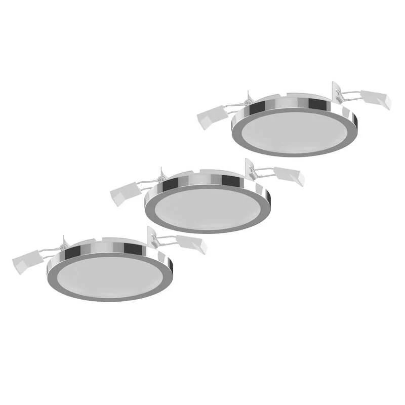B-Ware LIGHTME Einbauleuchte Downlight Aqua Pur LED 3er Set chrom Ø11cm IP44 1500lm