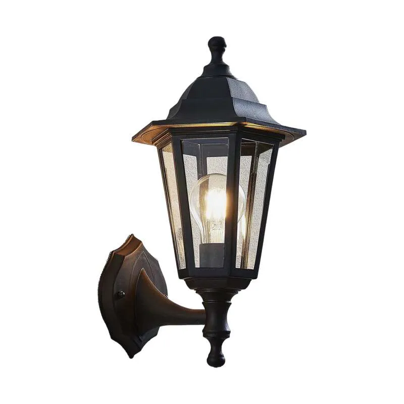 2x B-Ware Lindby Außenwandleuchte Nane in Laternenform Wandleuchte Wandleuchte schwarz