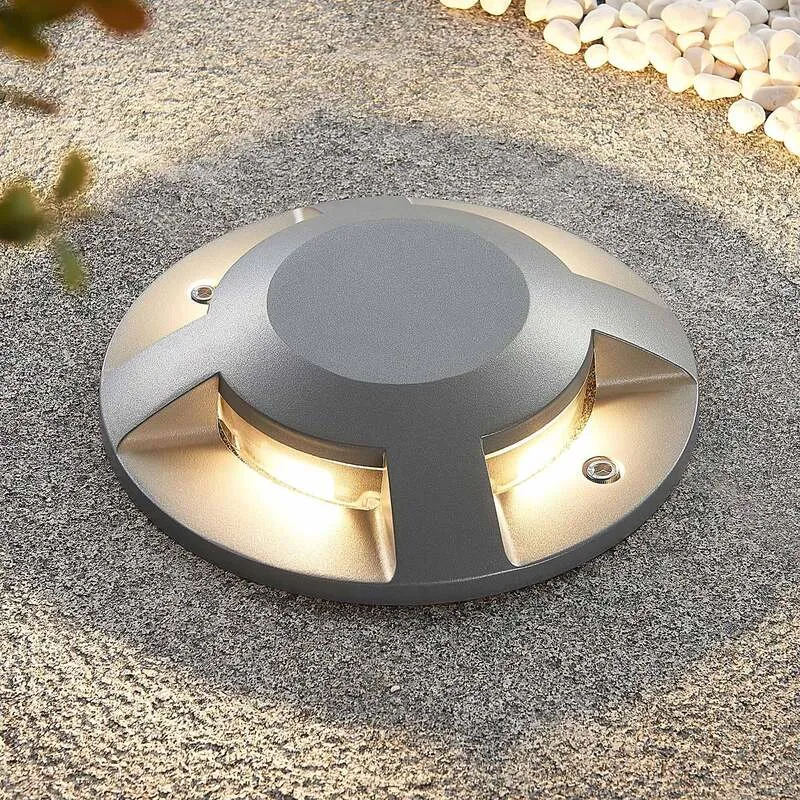 B-Ware Lucande LED-Bodenstrahler Jeffrey Gartenleuchte silber 4 Lichtaustritte IP67