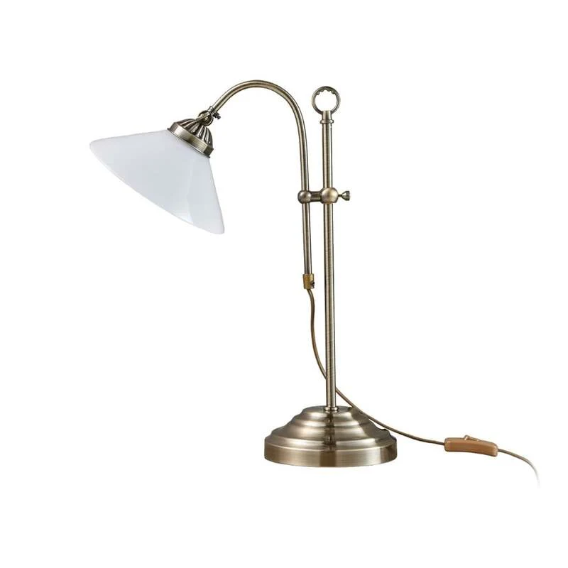 B-Ware Lindby Tischlampe Otis LED Lampe höhenverstellbar altmessing Glas 60,5cm E14
