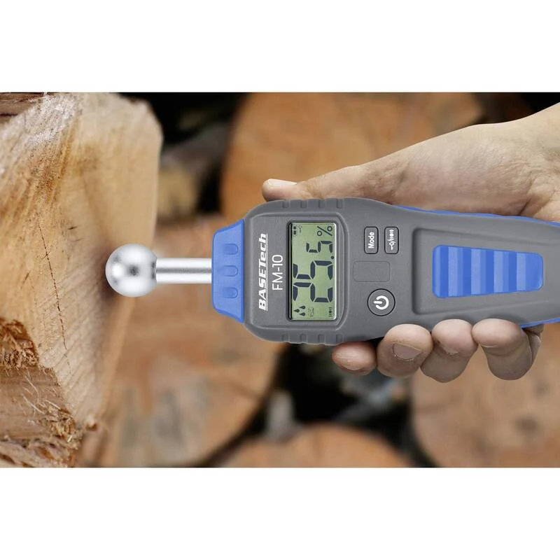 B-Ware Basetech Materialfeuchtemessgerät FM-10 Holzfeuchtigkeit Baufeuchtigkeit