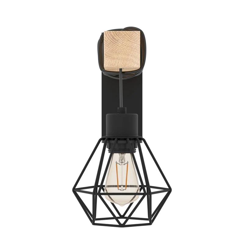 B-Ware Eglo Wandleuchte Townshend Breite 14 cm schwarz eiche Wandlampe Lampe Leuchte