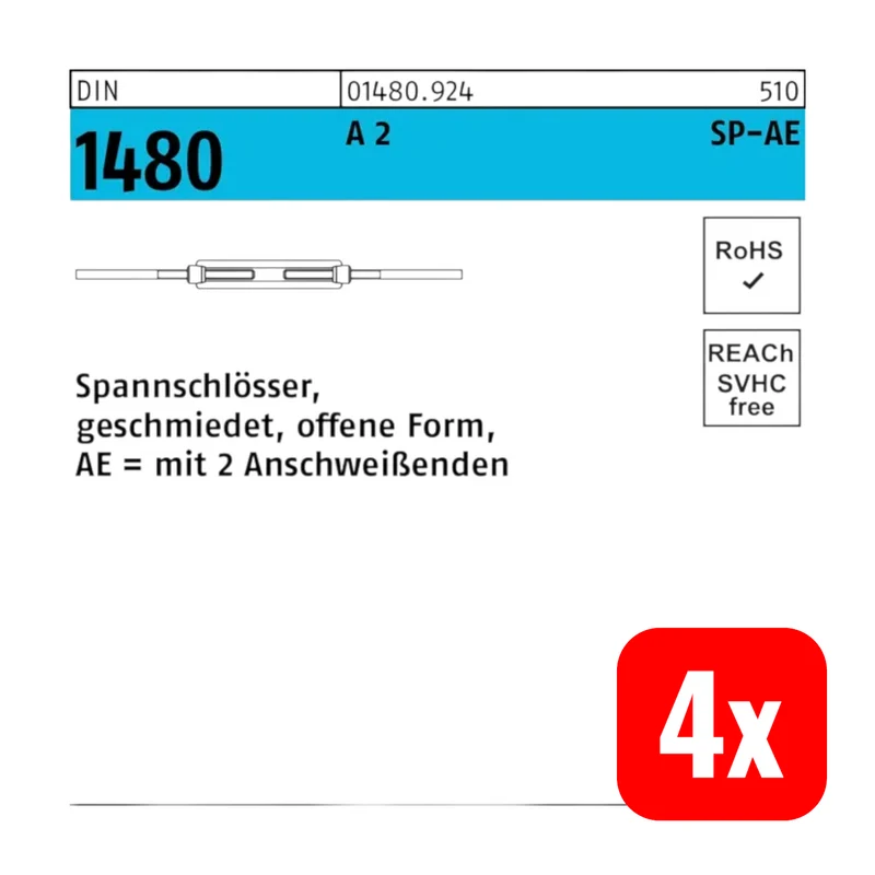 B-Ware CAB FASTENING Spannschlösser Spannschrauben Edelstahl DIN 1480 offen 4 STÜCK