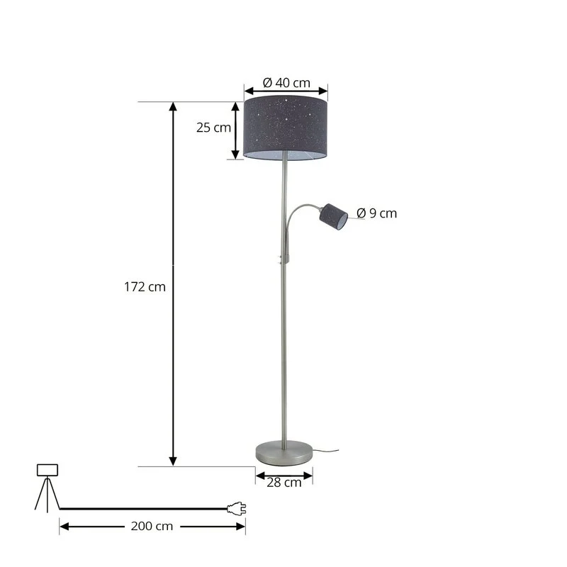 B-Ware Lindby Stehleuchte Lampe Jaileen grau Textil 170 cm Leselicht
