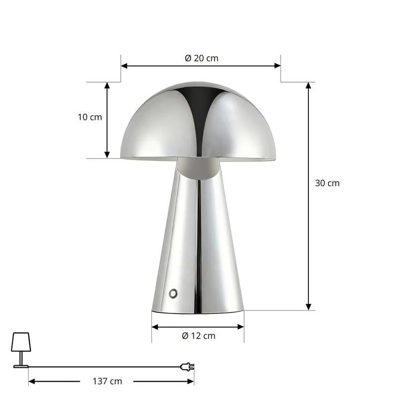 B-Ware Lindby LED-Akkutischlampe Nevijo chrom Ø20cm USB dimmbar Touch-Dimmer