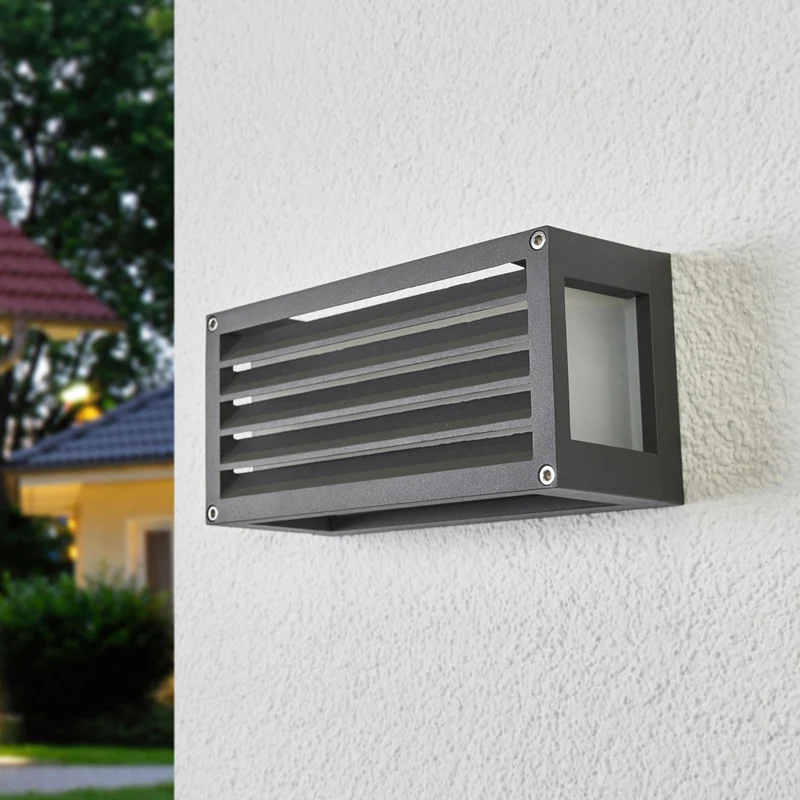 B-Ware Lucande Gestreifte AußenWandleuchte Aurelien Wandleuchte Lampe E 27 dunkelg514