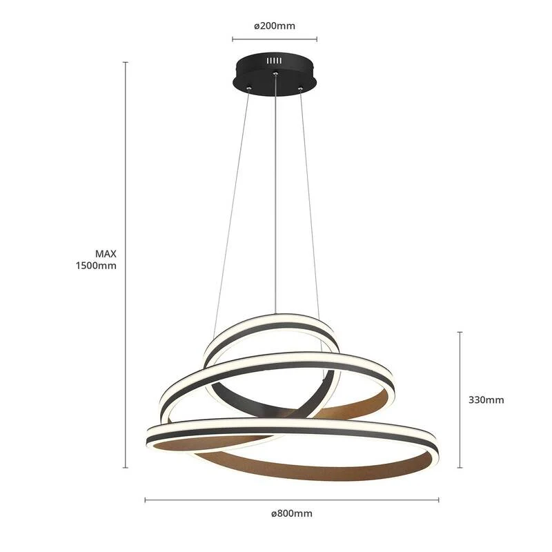 B-Ware Lucande Emlyn LED-Hängeleuchte Hängeleuchte Lampe Leuchte 56W Ø 80 cm schwarz we