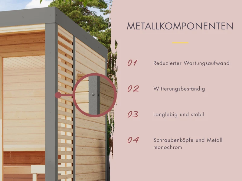 Karibu Hybrid Saunahaus Ares 4, naturbelassen/graualuminium, inkl. 9 kW Bioofen ext. Steuerung