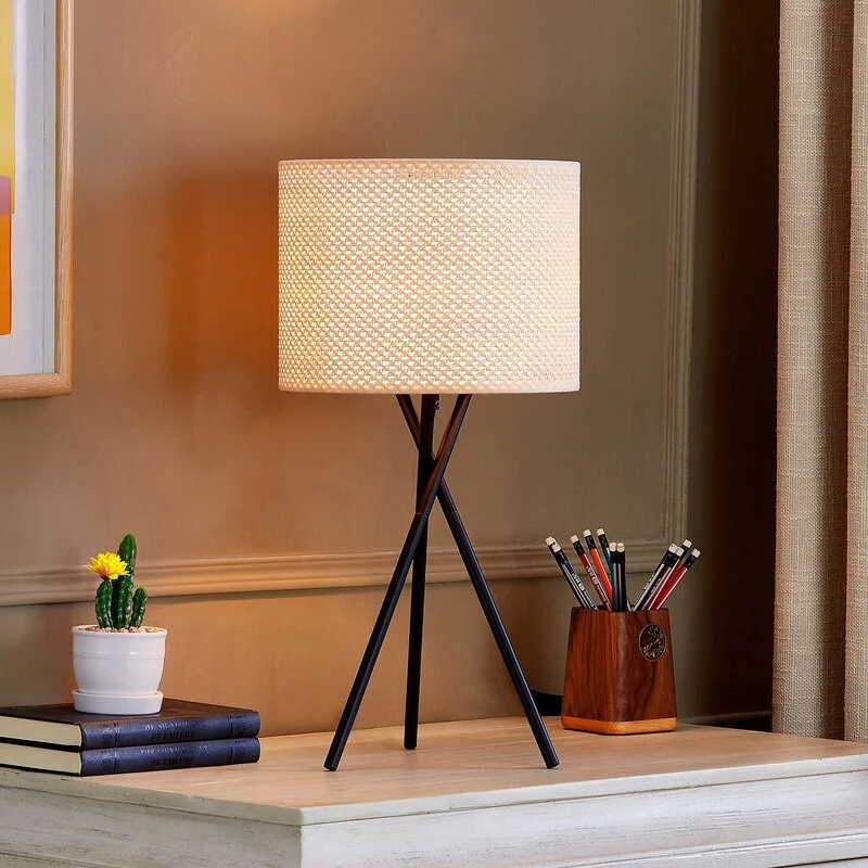 B-Ware Lindby Tischleuchte Soula Tischlampe Tischlicht Ø 26 cm beige Kunststoff E27