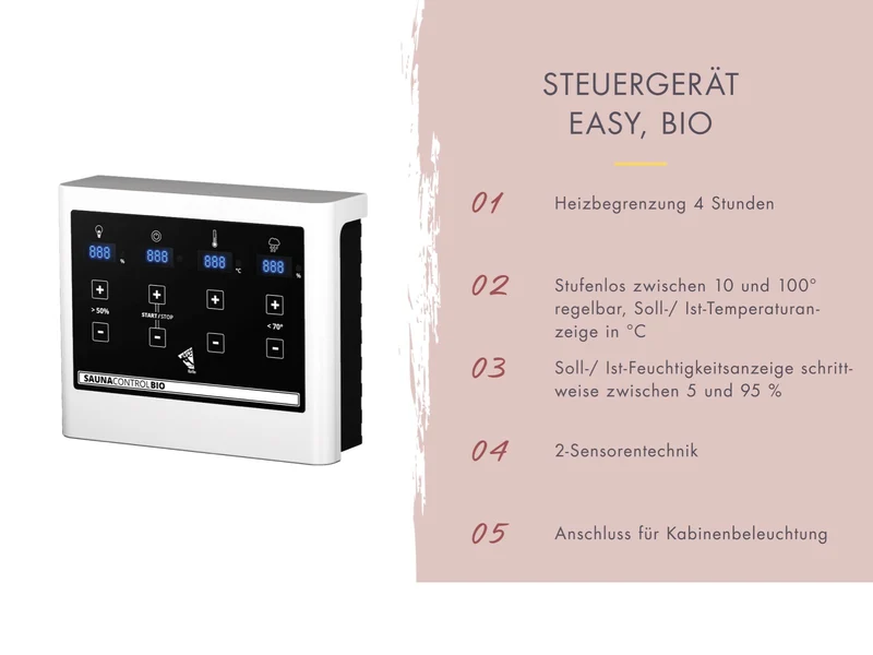 Karibu Saunahaus Monterey, Douglasie, inkl. 11 kW Bioofen ext. Steuerung, inkl. Séparée im Vorraum, 73 mm