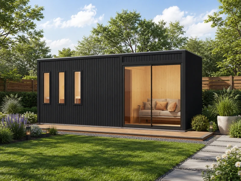Karibu Saunahaus Monterey, schwarz, inkl. 11 kW Ofen ext. Steuerung, mit Séparée im Vorraum, 73 mm