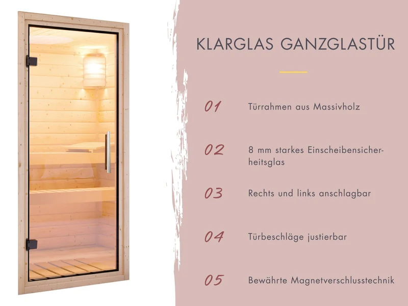 Karibu Saunahaus Monterey, schwarz, inkl. 11 kW Ofen ext. Steuerung, mit Séparée im Vorraum, 73 mm