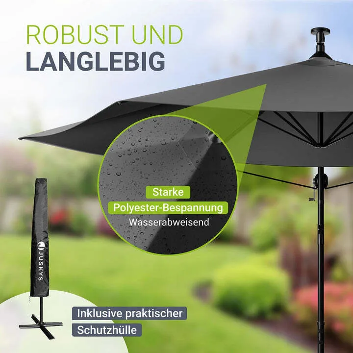 B-Ware Ampelschirm Garten Brazil Sonnenschirm 3,5 m mit Kurbel und Standfuß Schirm