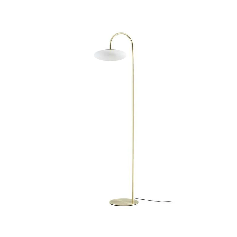 B-Ware Lucande Stehleuchte Tenebra LED dimmbar Lampe Messing Weiß 150cm 570 Lumen