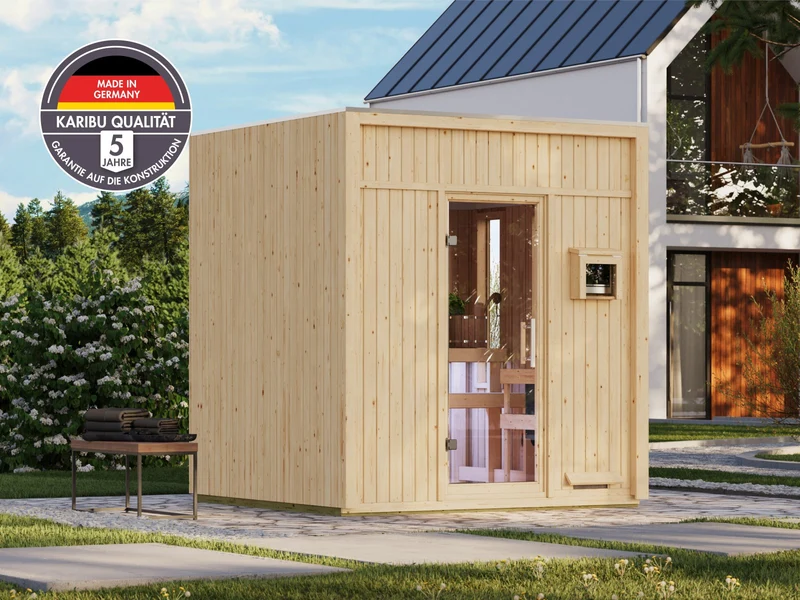 Karibu Saunahaus Avenal, natur, 73 mm -ohne Ofen
