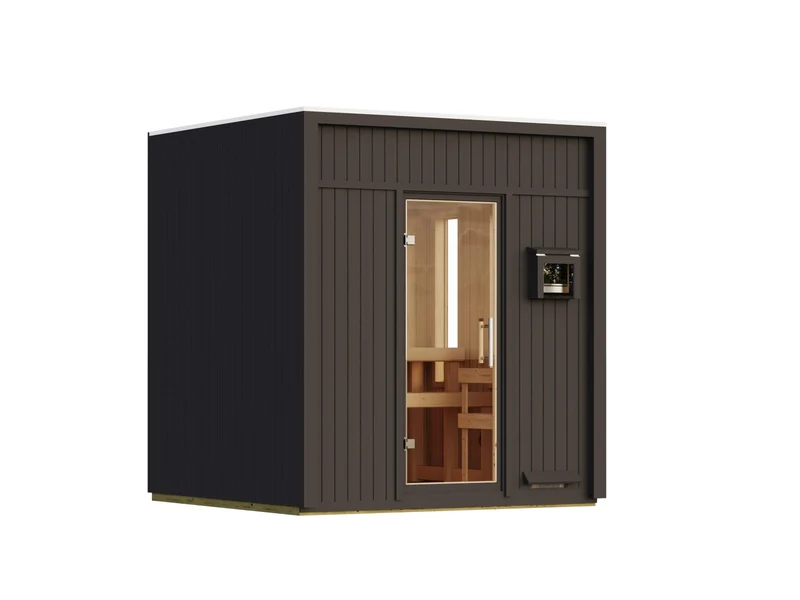 Karibu Saunahaus Avenal, schwarz, 73 mm -inkl. 9 kW Ofen ext. Steuerung