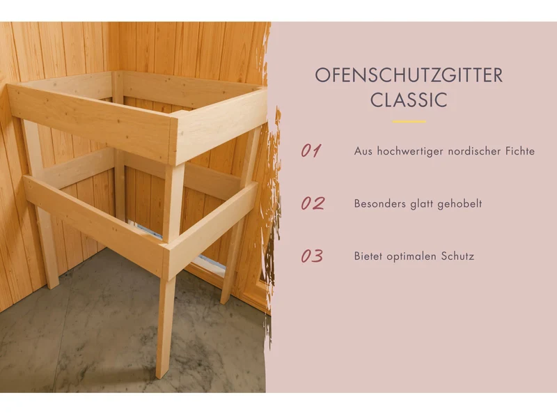 Karibu Saunahaus Skrollan 3 38 mm- 11 kW Ofen ext. Strg- moderne Tür