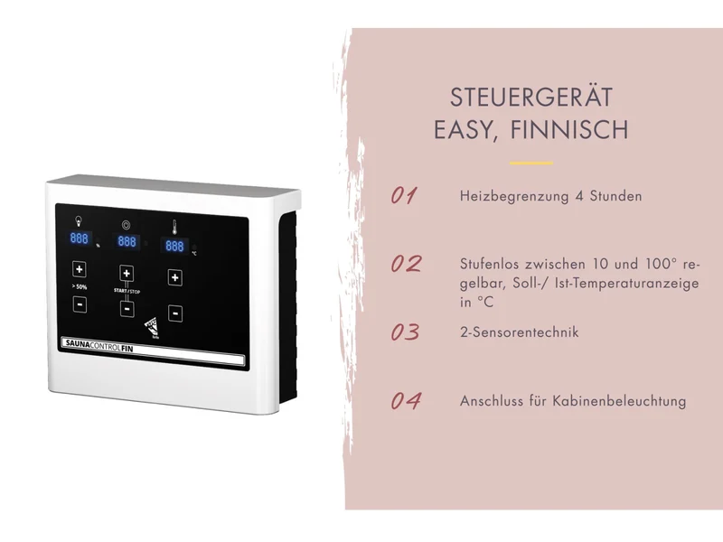 Karibu Saunahaus Hycore 3, naturbelassen - inkl. 9 kW Ofen ext. Steuerung, mit Fußboden und Klarglastür